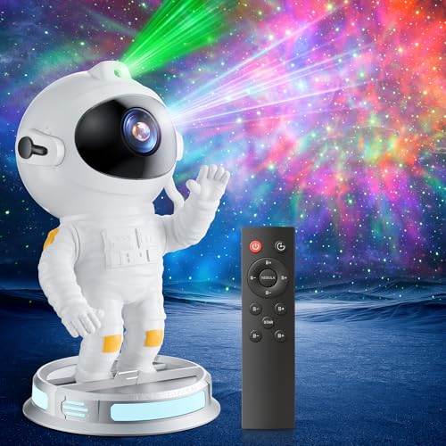 Swoieltr Proyector Estrellas LED Astronauta Grande con Batería 3600mAh, Control Remoto IR, Temporizador y Memoria, 8 Modos Niebla, 5 Brillos y Velocidades, para Niños y Adultos