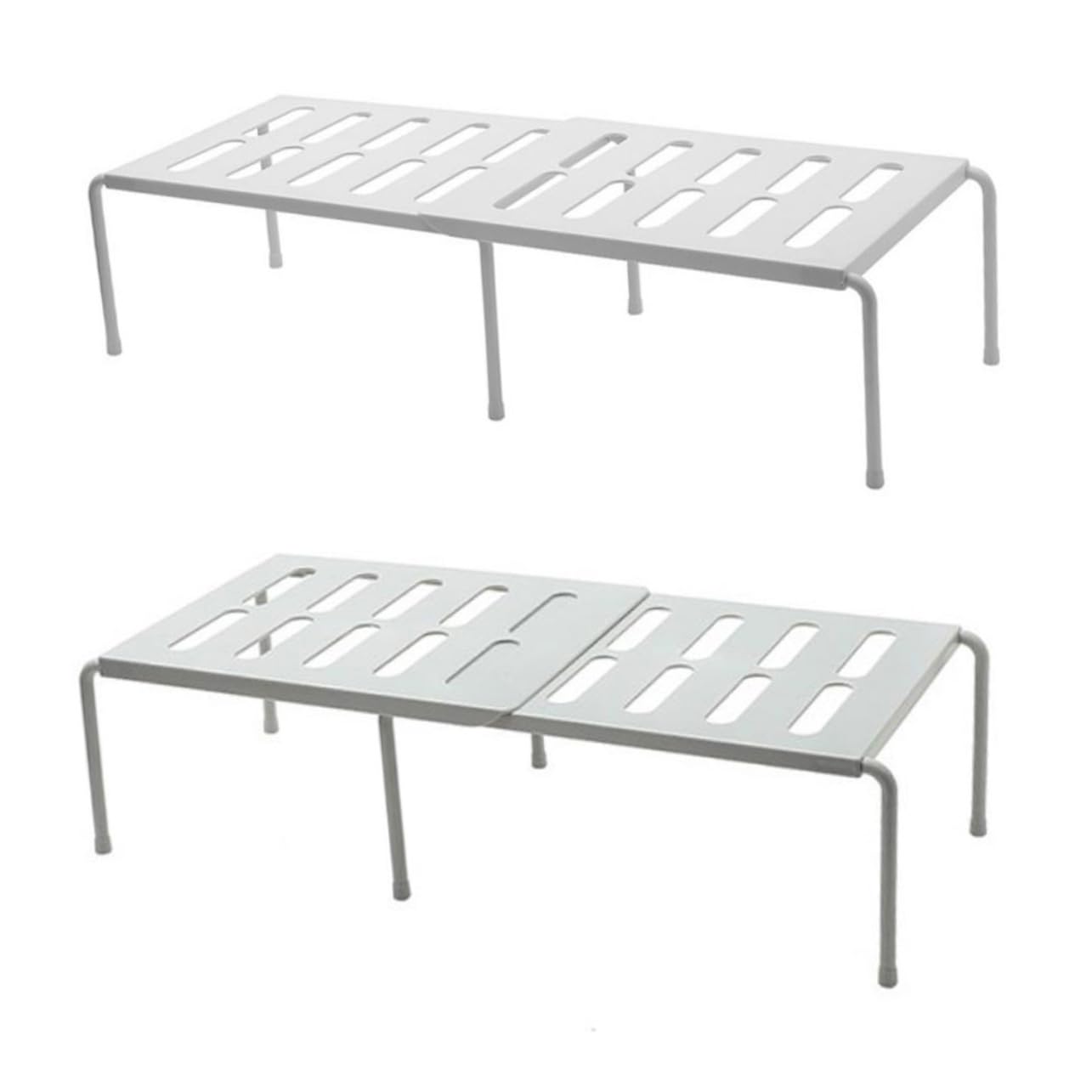 Vaguelly 2pezzi Scaffale Portaoggetti Da Cucina in Plastica Ripiano Strati Per Pentole Scaffale Bianco e Grigio Per Cucina Ufficio e Ristorante