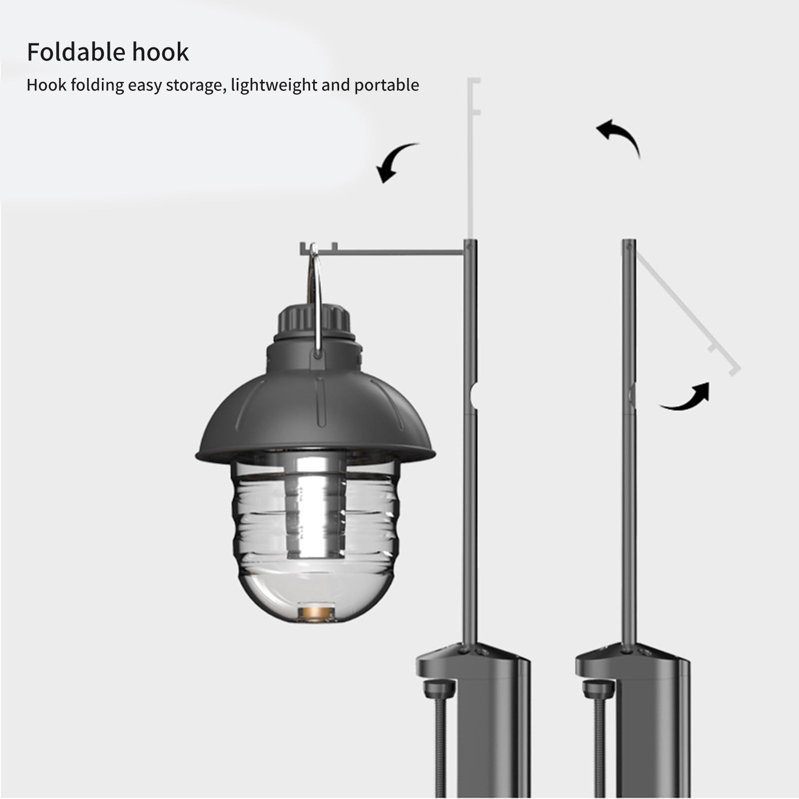 Equipo de camping, trípode portátil de aleación de aluminio, perchas de luz, soporte de lámpara desmontable para luces de camping al aire libre