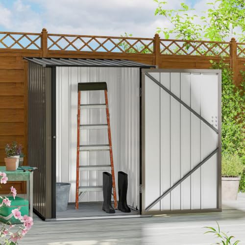 Miniatura 7 de Outsunny Cobertizo De Jardín Exterior 0,92 M 100x103x160 Cm Caseta De Jardín Exterior Metálica Con 1 Puerta Y Cerradura Para Almacenamiento De Herramientas Para Patio Terraza Marrón