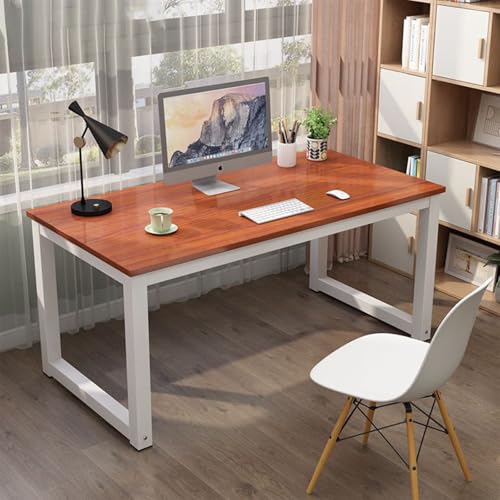Escritorio de escritorio simple, mesa de conferencias, escritorio para estudiantes, escritorio para el hogar, estructura de estructura de acero, sólido y duradero(D,140 * 70 * 73)