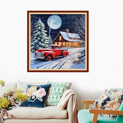 Image of Foxdiviy Stamped Cross Stitch Kits Full Range of Embroidery Needlework Starter Kits for Beginners Adults 11CT Embroidery Patterns Art Crafts DIY Needlepoint Kits-Christmas Eve 18x18 inch