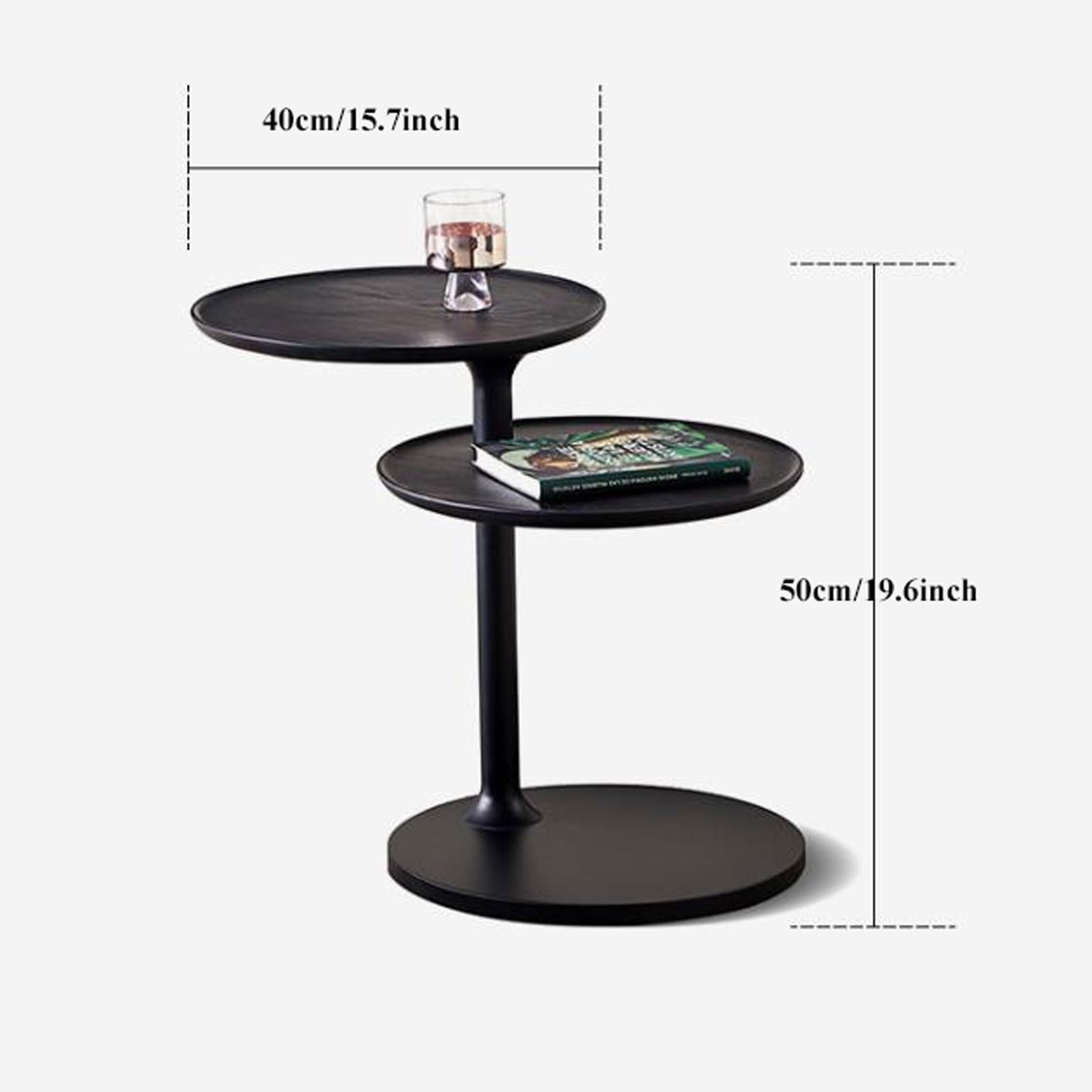 eexbz Sofa Round Wood Side Table with Rotatable Tabletop, 2 Tier Coffee End Table Nightstand for Living Room, Bedroom, Small Spaces, Modern Home Decor Bedside Table Sofas for Living Room