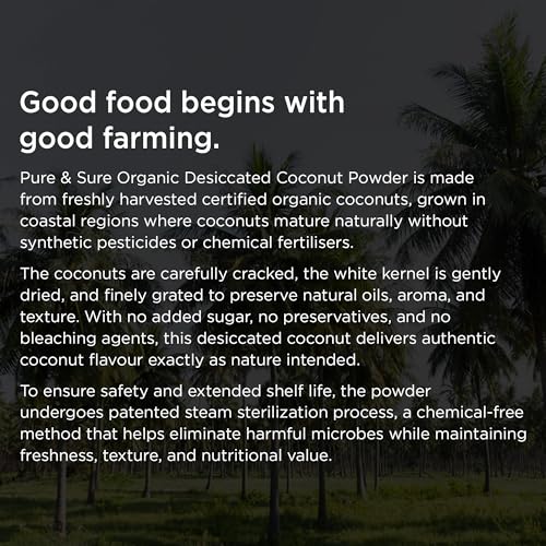 Image of Pure & Sure Organic Desiccated Coconut Powder 250 gm | 100% Natural Nariyal Powder | Ideal for Baking, Cooking, and More | Authentic Coconut Flavor