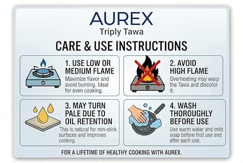 Image of Aurex Triply Stainless Steel Tawa | 26cm,1Kg, 4mm | Induction Friendly | 3-Layer Body, 100% Toxin-Free, No Chemical Coating, Easy to Clean, Less Oil Usage | Roti, Paratha, Chapati |