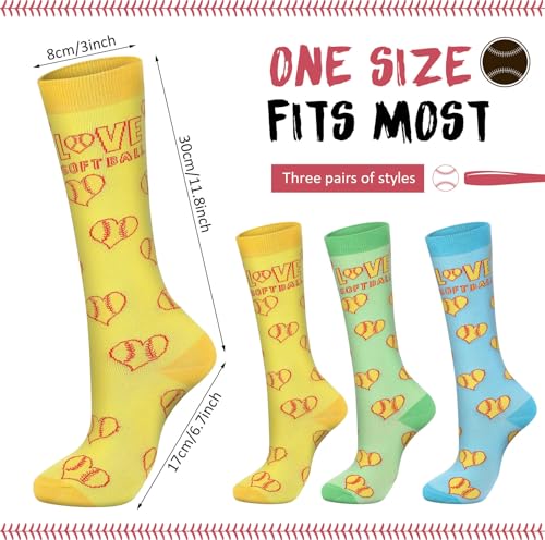 3 Pair Love Heart Softball Socks for Youth Women Athletic Knee High softball Socks for Girls Birthday Party Gift2
