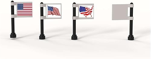 Miniatura 4 de Juego de 4 banderas americanas personalizadas con poste de ladrillos de construcción, 4 piezas en azulejos de 2 x 2 pulgadas, creativas compatibles