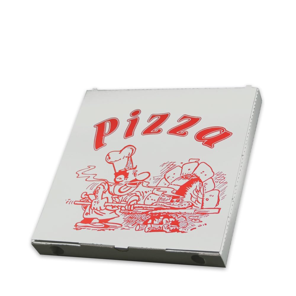 Pro DP 50-200 scatole per pizza, in cartone kraft bianco, con motivo neutro, diverse misure 3-7 cm di altezza (30 x 30 x 3 cm, 200 pezzi)