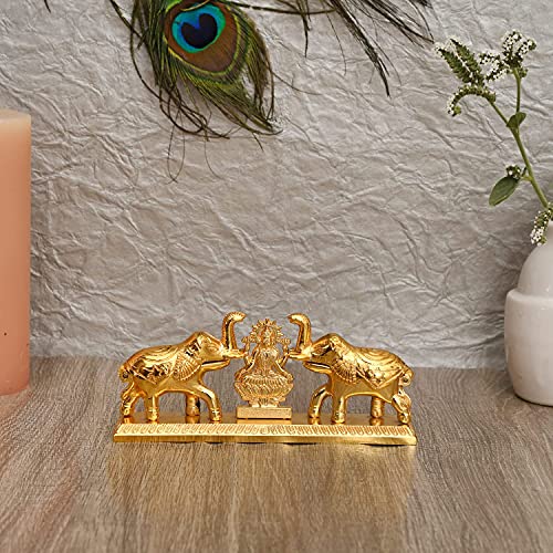 Image of JAIPUR ACE Golden Metal Kumkum Holder /Kumkum Box for Gifting,Pooja, Thali, Mandir, Home, Temple, Gifting Golden Kumkum Box with Laxmi Maa (Laxmi Ji Elephant Kumkum)