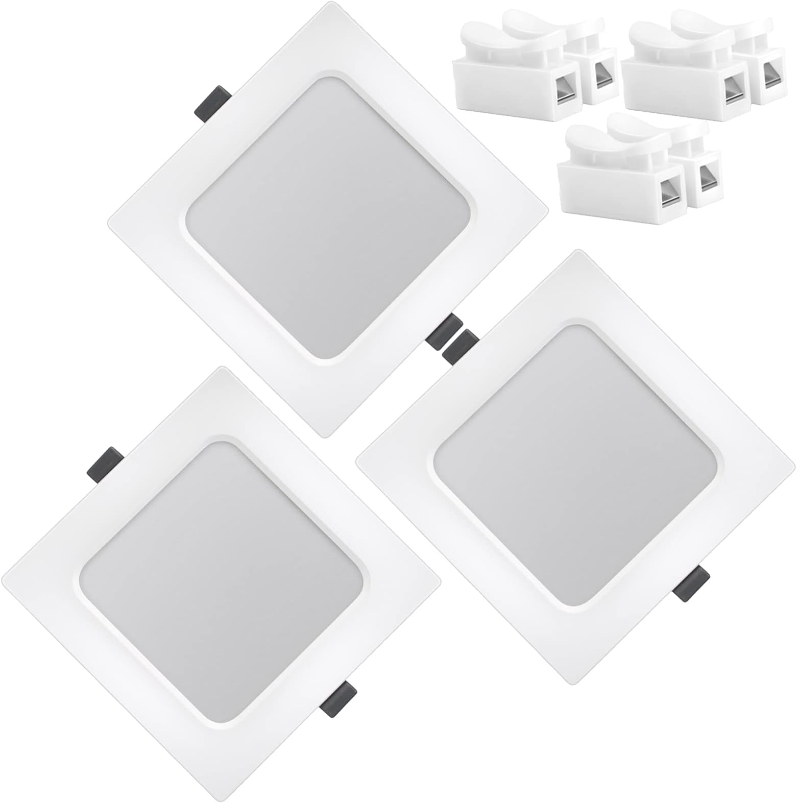 Led Recessed Downlights Ceiling Lights, Ultra Slim Square 180W Equivalent 3000K Warm White 20W 1800LM 230V Cut 7.5”-7.9” Recessed Ceiling Lights Spotlights for Kitchen Living Room Bathroom 3 Pack