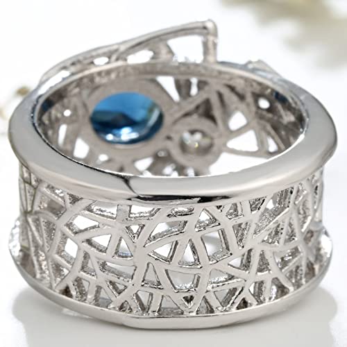 Cubic Zirconia Ring Band, Vintage Wedding Ring Silver Blue Hollow Spider Elegant Jewelry Sister Gifts for Women3