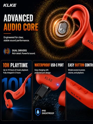 Image of Bone Conduction Headphones for Running with mic and Rear Safety Light
