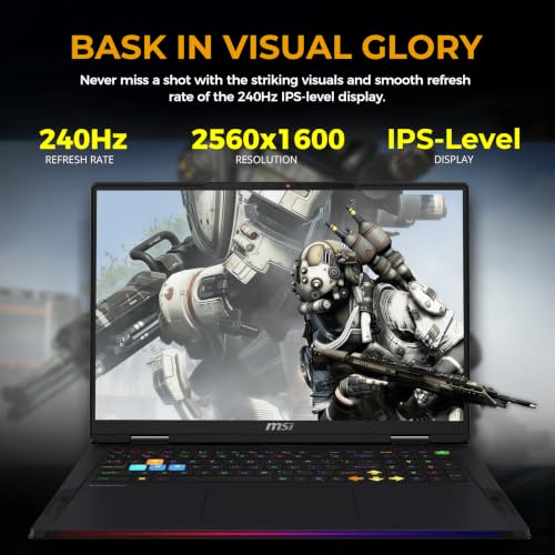 Image of msi Raider 18 HX 18 inch QHD+ 240Hz Gaming Laptop, Intel Core Ultra 9 285HX, 64GB RAM, 3TB Storage (2TB SSD&1TB Dock), RTX 5090 24GB GDDR7, 24-Zone RGB Keyboard, Copilot, Wi-Fi 7, Win 11, Black