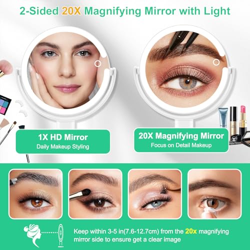 Espejo de Maquillaje Doble 20X/1X LED Ajustable miniatura 3
