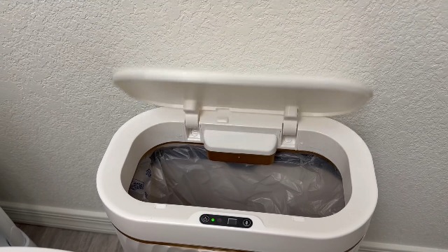 Image of Ogikey Bathroom Trash Can with Automatic Touchless Lid, 5 Gallon Smart Garbage Can Narrow Waterproof Trash Bin for Bedroom, Office, Living Room (5 Gallon-White)