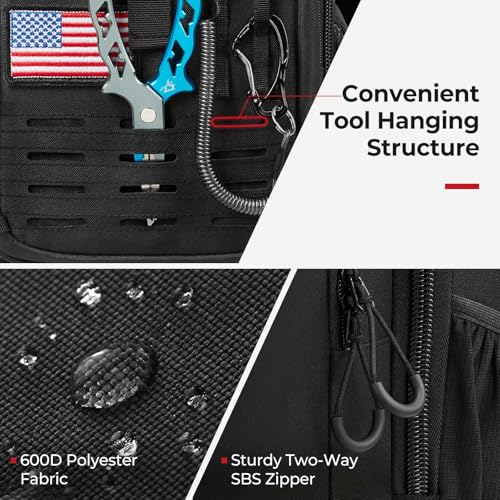 Piscifun Fishing Tackle Backpack with Rod & Gear Holder, Lightweight Outdoor Water-Resistant Fishing Shoulder Storage Bag with Protective Rain Cover, Black - image 4