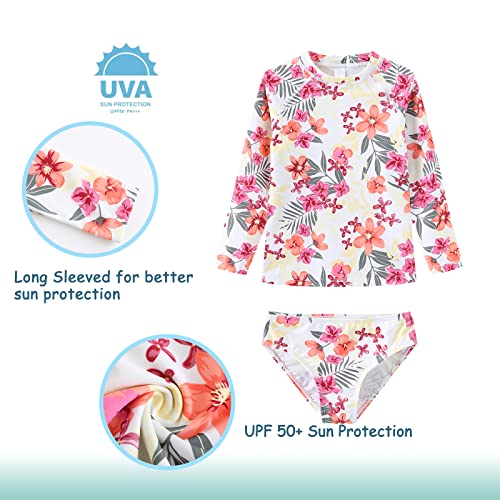 Image of Girls Long Sleeve Rash Guard Set Tie Dye Bathing Suits Two Piece Swimsuits for Kids Swim Shirts 3-16 Years