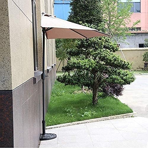 LSLYTQ Patio Umbrella Garden Sun Parasol Umbrella Garden 2.7m(9ft) Parasols Garden Patio Balcony Half Wall Umbrella with Crank, Khaki Semi Round Circular Umbrella for Small Terrace UV-Protection Good