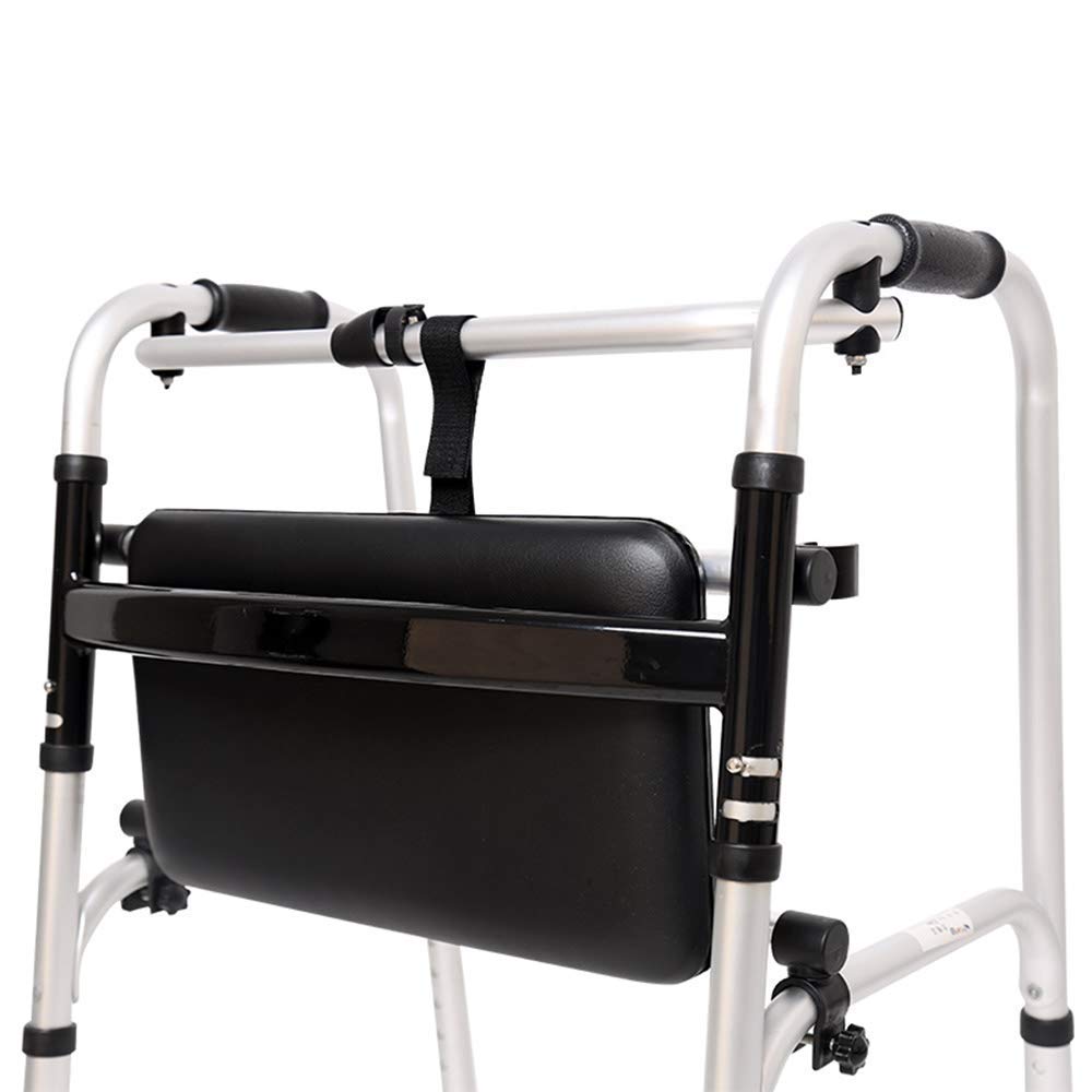 MObyat Andador para Ancianos,Bastón, bastón de Cuatro Patas, Andador Plegable con Asiento de PP con Andador con Ruedas, Andador Plegable, bastón Antideslizante con