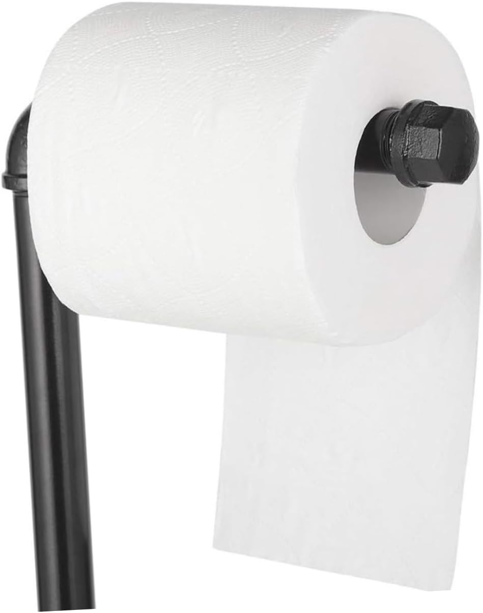 Ciieeo Rustic Industrial Pipe Toilet Paper Holder Stand Durable Iron Tissue Roll Rack for Bathroom Stylish and Functional Storage Easy Access and Ample Capacity