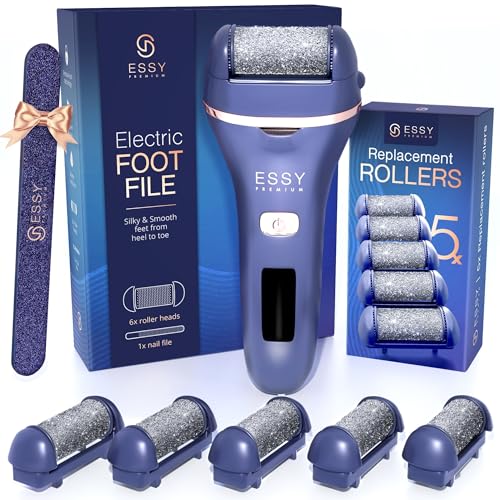 Essy Lima Electrica Pies Durezas con 5 Rodillos de Recambio Quita Durezas para Pies Lima Electrico Callos Eliminar Limador de Durezas Pedicura Electrico Quita Callos Profesional Foot File (Marina)