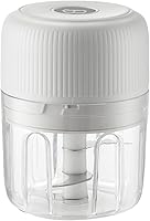 Y-BAUKUANG Electric Garlic Chopper - Portable Cordless 250ml Veggie Onion Grinder Masher for Ginger, Chili, Fruits & Meat (White)