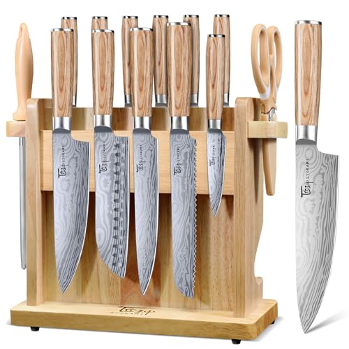 SYOKAMI 2026 Upgrade Japanese Kitchen Knife Set with Torii-Style Block