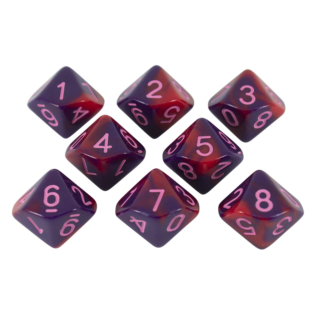 Paladin Roleplaying Red and Purple Dice - 8 D10 Set - 'Tiefling's Kiss'