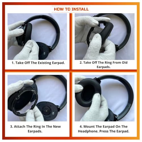Image of Crysendo Replacement Ear Pads for Boat Nirvana 751 ANC, Protein Leather | Protein Leather replacement headphone cushions for worn earpads; comfortable daily headset use; easy-fit replacement design