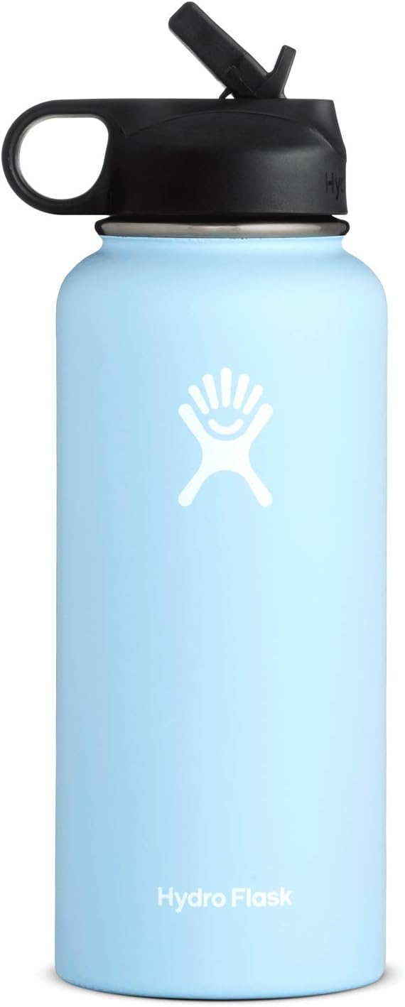 Hydro Flask Wide Mouth Water Bottle, Straw Lid, Old Style Design - 40 oz, Frost