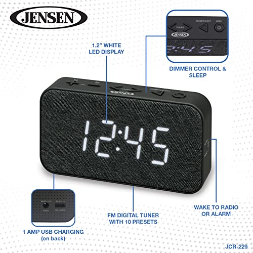 Jensen Jcr-229 Fm Digital Dual Alarm Clock Radio,Gray #TOP6