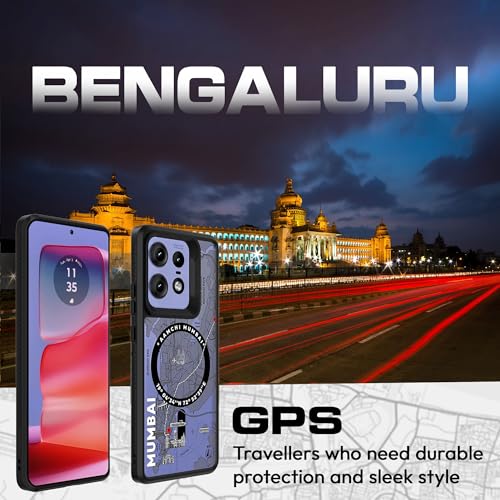 Image of KAPAVER GPS Edition Back Cover Case Compatible with MagSafe, Magnetic Case for Motorola Edge 50 Pro (Bengaluru-Black)(Polycarbonate + TPU)