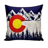 FLCHWY Colorado Flag State Mountain Flags Throw Pillow Covers,Colorado CO Flags Vintage Mountain Flag Throw Pillow Cover for Home Decor 18 x 18 Inch