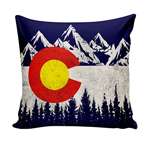FLCHWY Colorado Flag State Mountain Flags Throw Pillow Covers,Colorado CO