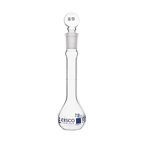 Vista 13 de Frasco volumétrico, 1.7 fl oz - Clase A, ASTM - Tolerancia ±0.1.7 fl oz - Tapón de vidrio - Graduación individual, azul - Eisco Labs