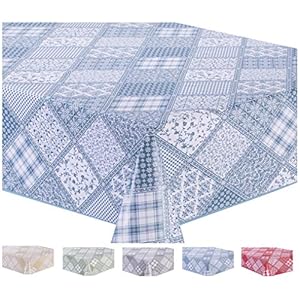 Home Direct Rectangular Oilcloth PVC Wipe Clean Tablecloth Table Cover 140cm x 180cm 55×70 Blue Grey
