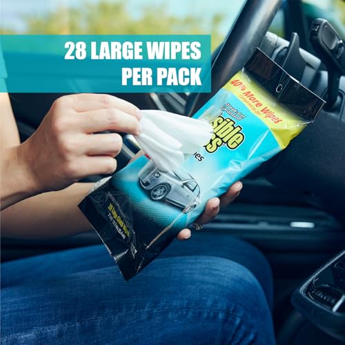 Image of Invisible Glass 90161 Large Glass Cleaning Wipes for Streak-Free Windows, Mirrors, and Glass, Lint-Free, Ammonia-Free, Tint-Safe, for Home and Auto, Flat Pack, 28 Count