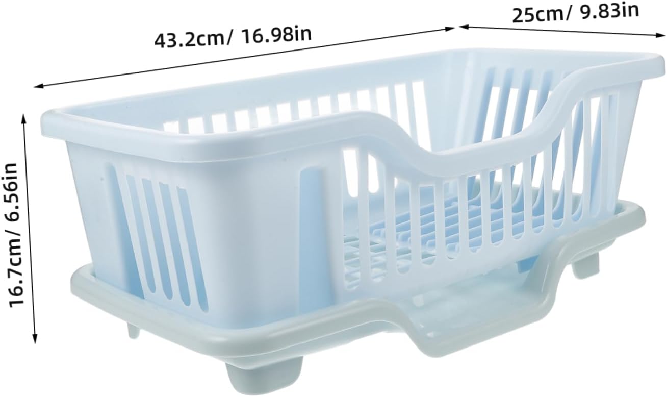 Cabilock Multi-Function Kitchen Countertop Dish Rack Rv Sink Dish Drying Rack Drainer Storage Organizer Blue