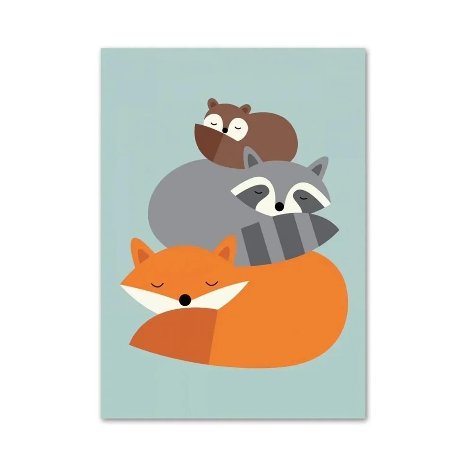 BYAMBD Aesthetic Pictures Cute Koala Sloth Fox Elephant Raccoon Wall Art Canvas Painting Nordic Posters And Prints Cartoon Wall Pictures Kids Room Decor