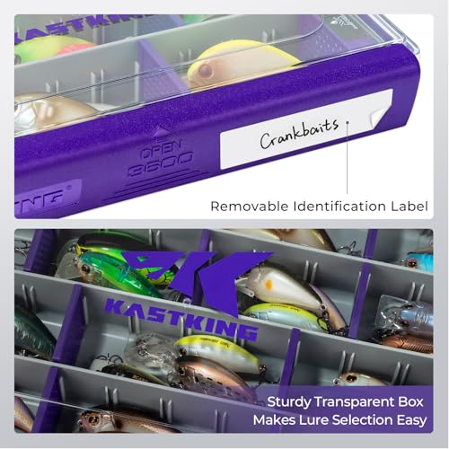 Image of KastKing HyperSeal Waterproof Tackle Box, 3600 and 3700 Tackle Trays, Fishing Tackle Box Organizer with Removable Dividers, Lure Box and Terminal Tackle Storage,Purple