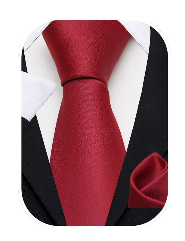 Axlon Tie for Men – Solid Silk Neck Ties Set with Cufflinks Flower Pin, Pocket Square & Black Gift Box, Combo Necktie Sets for Office Wear, Formal Suits & Weddings (Crimson Red, AXSOLID_6) - Image 4 thumbnail