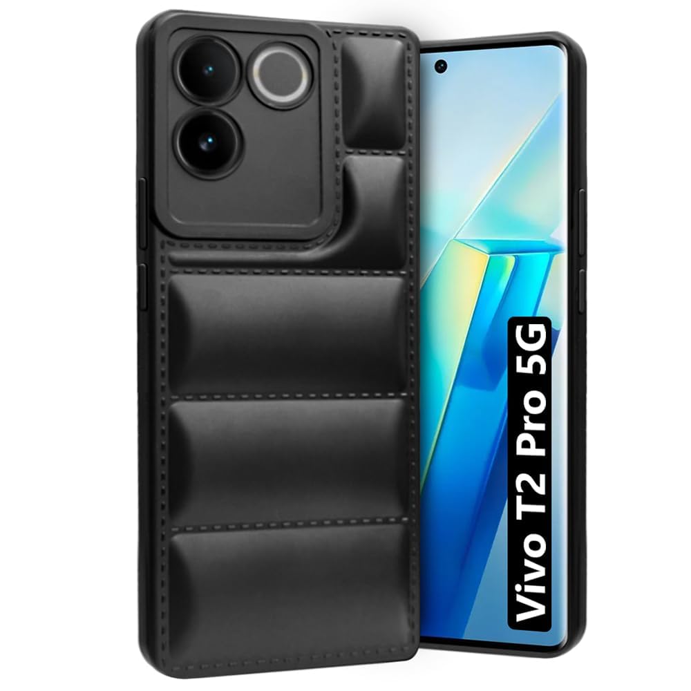 CLICKFLEEK Puffer Case with Camera Protection Soft Silicon Back Cover Compatible for Vivo T2 Pro 5G/ iQOOZ7 Pro 5G -(Black) (B0CV83N5P1) Amazon Price History, Amazon Price Tracker