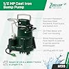 Zoeller 98-0001 1/2 HP 72 GPM 1-1/2-Inch Discharge M98 Flow-Mate Cast Iron Automatic Sump Pump with Vertical Float Switch