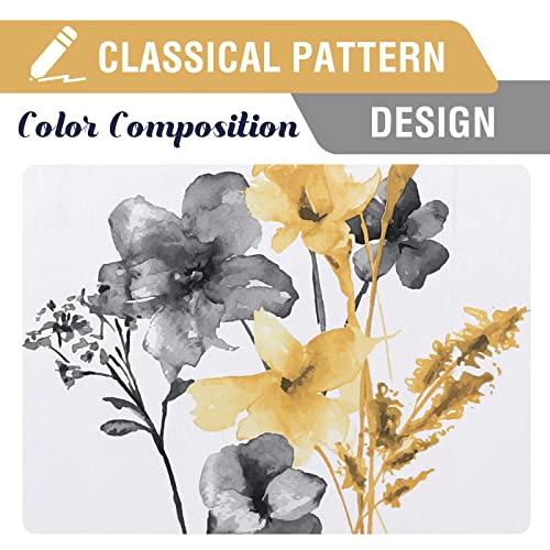 Image of BFAM Floral Print 120% Blackout Curtain with Black Linning at Back, Floral Print Curtains for Living Room /Bedroom Thermal Insulated Energey Saving, Catteleya Yellow, 12 Feet,Pack of 1 Curtain