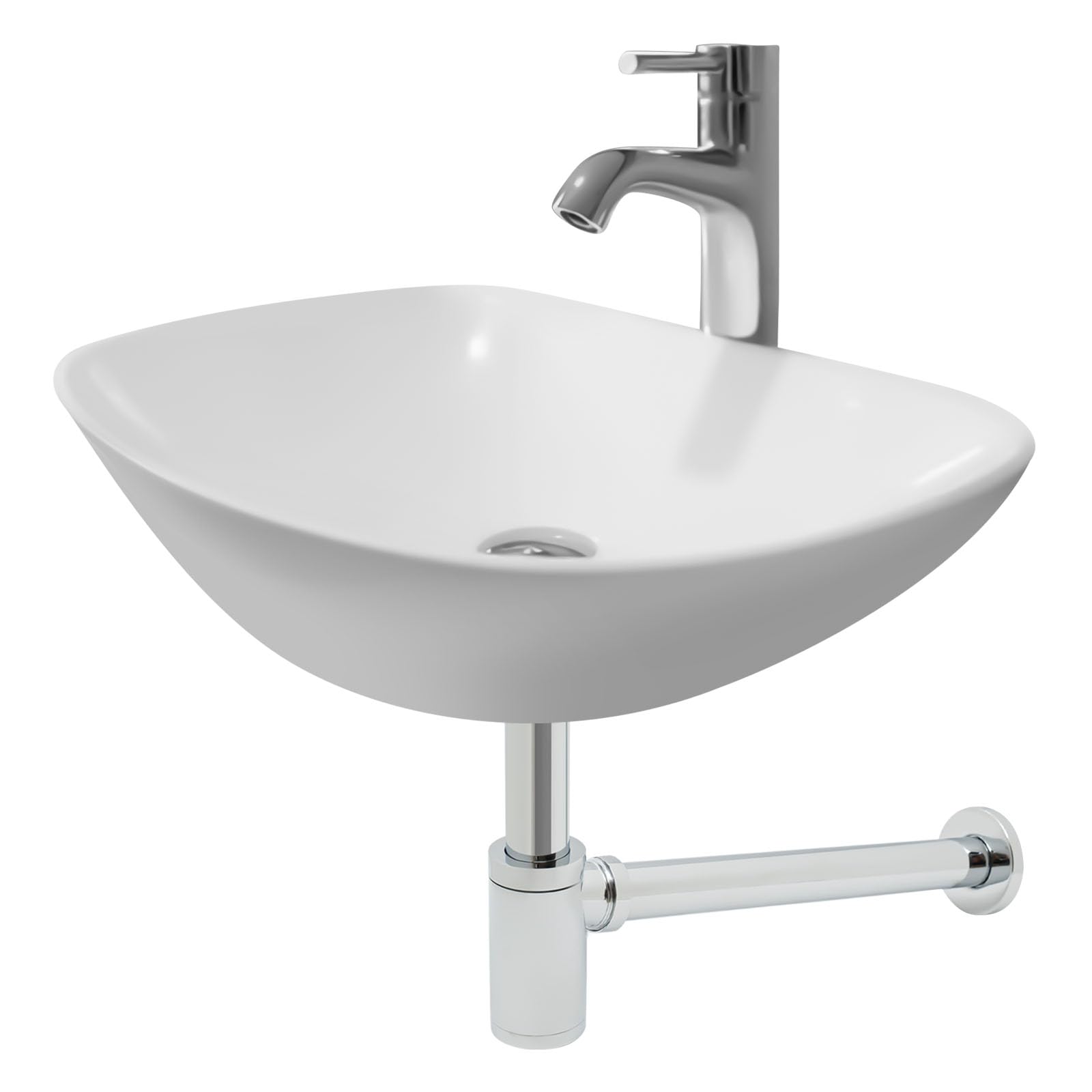 Fregadero con rebosadero, sifón de lavabo, grifo de desagüe desplegable, lavabo de baño, desagüe