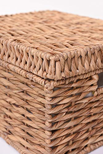 Vivanno Flechtkorb Regalkorb Schrankkorb Deckel Wasserhyazinthe Natur Kira – 29 x 41 x 34 cm - 5
