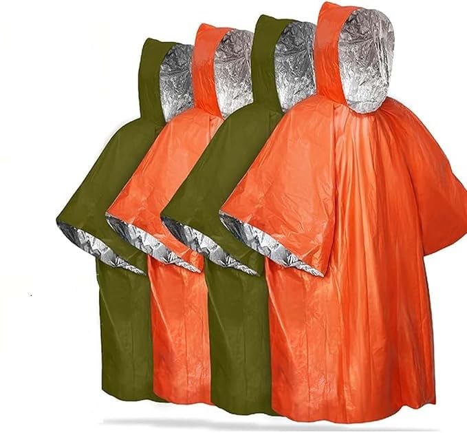 1-Pack Emergency Mylar Ponchos – Universal Fit Thermal Poncho with 90%+ Heat Retention, Lightweight Rain, Cold, Heat, Emergency Protection + Free Survival Guide (Orange)-image-15