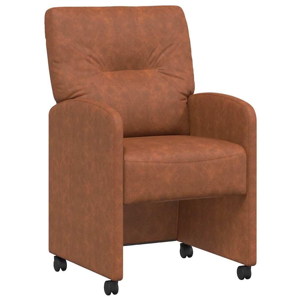 Makastle Chaises de Salle à Manger Simili Cuir Marron Lot de 2