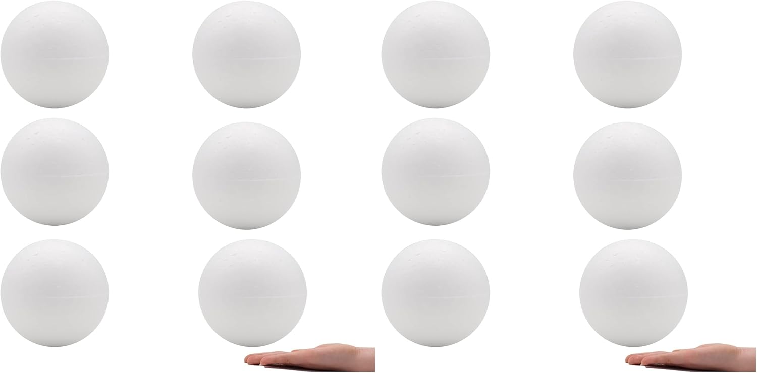 Crafare 4.72 Inch White Foam Balls 2 Pack for Party Decor & School Projects