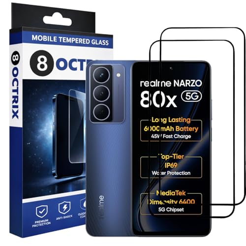 Image of Military-Grade Tempered Glass Screen Protector Compatible for Realme Narzo 80x 5G with Edge to Edge Coverage - Case Friendly, Anti-Scratch & Bubble-Free Installation Kit (Pack Of 2)